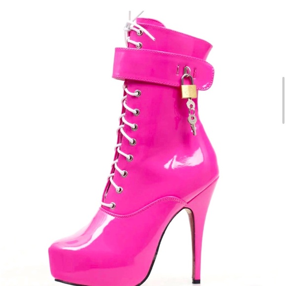 Sissy CD Lace-Up 15cm High Thin heel 4CM platform ankle short boots Plus 5-15US - Picture 2 of 4